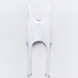 Zara Helmet Lang Style White Rib Harness Top